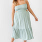 Plus Smocked Cut-out Strappy Flare Hem Midi Dress