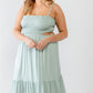 Plus Smocked Cut-out Strappy Flare Hem Midi Dress
