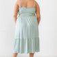 Plus Smocked Cut-out Strappy Flare Hem Midi Dress