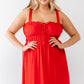 Plus Red Woven Ruffle Sleeveless Mini Dress