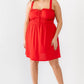 Plus Red Woven Ruffle Sleeveless Mini Dress