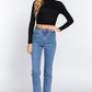 Long Slv Turtle Neck Rib Crop Knit Top