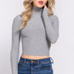 Long Slv Turtle Neck Rib Crop Knit Top