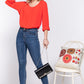 3/4 Roll Up Slv Pleated Blouse