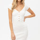 Scoop Neck Buttoned Knit Mini Bodycon Dress