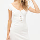 Scoop Neck Buttoned Knit Mini Bodycon Dress