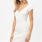 Scoop Neck Buttoned Knit Mini Bodycon Dress