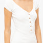 Scoop Neck Buttoned Knit Mini Bodycon Dress
