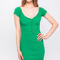 Scoop Neck Buttoned Knit Mini Bodycon Dress
