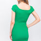 Scoop Neck Buttoned Knit Mini Bodycon Dress