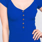 Scoop Neck Buttoned Knit Mini Bodycon Dress