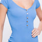 Scoop Neck Buttoned Knit Mini Bodycon Dress