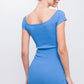Scoop Neck Buttoned Knit Mini Bodycon Dress