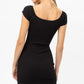 Scoop Neck Buttoned Knit Mini Bodycon Dress