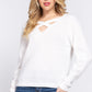 Long Slv X Strap V-neck Sweater
