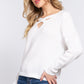 Long Slv X Strap V-neck Sweater