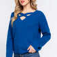 Long Slv X Strap V-neck Sweater