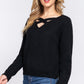 Long Slv X Strap V-neck Sweater