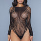 Heart Shape Detail With Floral Lace Bottom/sleeves Bodysuit.