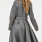 Waist Belt Tacked Faux Suede Coat Solid Coat