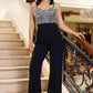 Jewel Sewn Detailed Top Fashion Jumpsuit