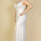 Plus Size Plunge Neck Thigh Split Maxi Dress