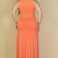 Plus Size Plunge Neck Thigh Split Maxi Dress