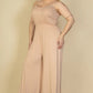 Plus Size Button Front Wide Leg Jumpsuit